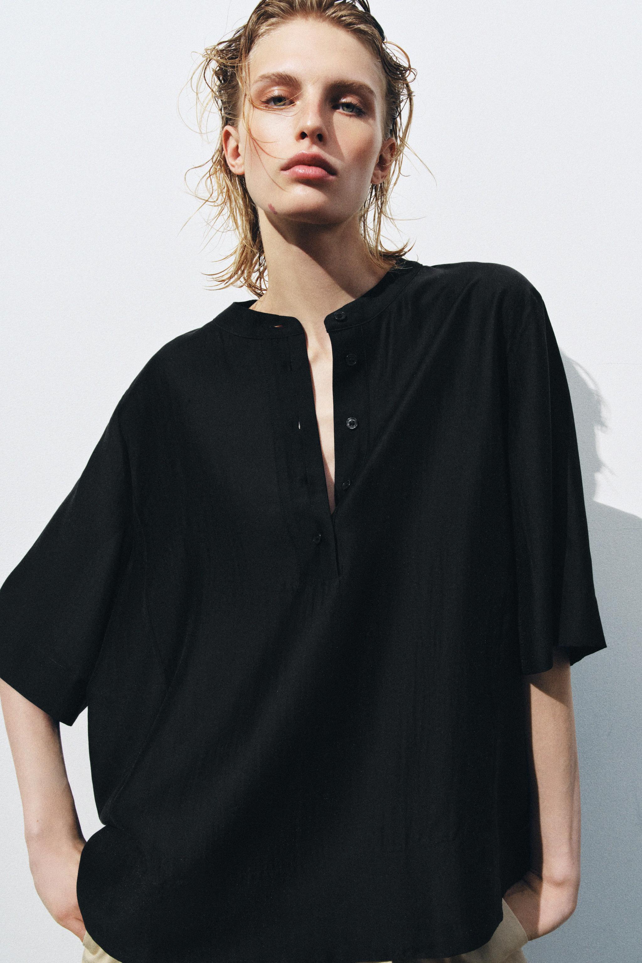 ZW COLLECTION FLOWY SHORT SLEEVE BLOUSE